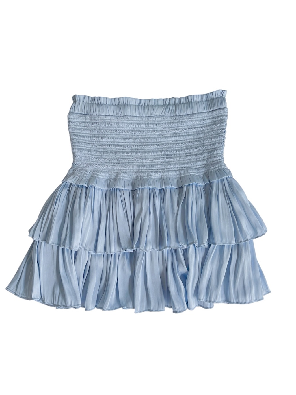Mixology We’re All Pretty Girls Skirt In Size Small Satin Ruffle Smocked Mini — image 2 of 5